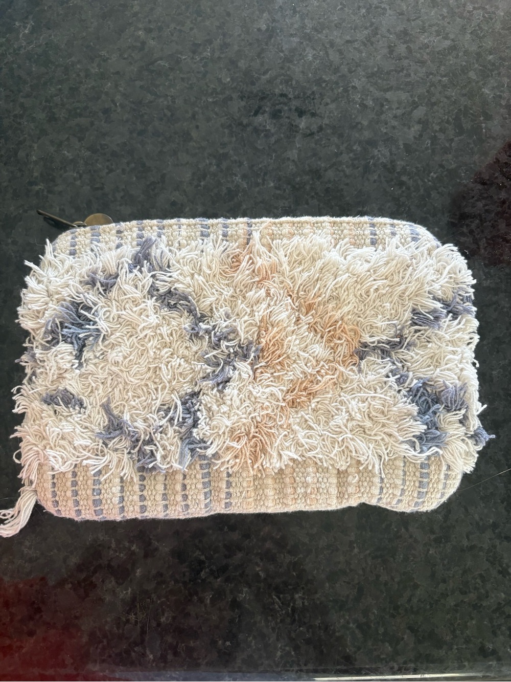 Ripcurl Zip Pouch Clutch in Cream and Light Blue